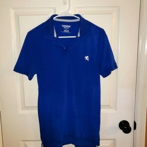 Express Men's Size Small Royal Blue Fitted Pique Polo